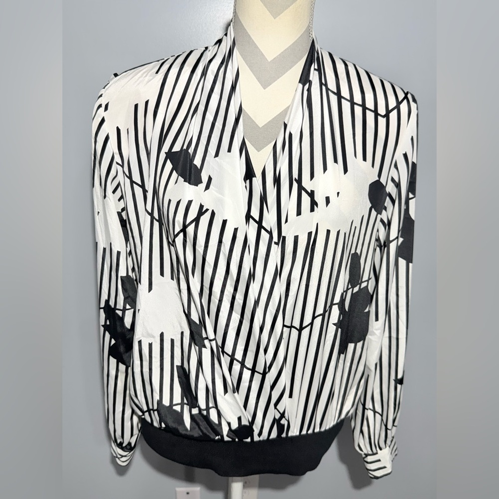 Elegant Monochrome Striped Women's Blouse